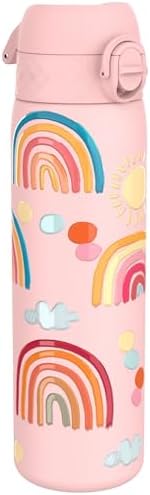 ion8 Leichte 600 ml Stahl-Trinkflasche - Auslaufsicher mit Einhandöffnung für Unterwegs, spülmaschinenfest und praktisch