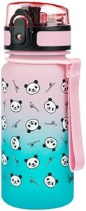Baagl Auslaufsichere Trinkflasche 350ml für Schule und Sport – Panda Design für Mädchen