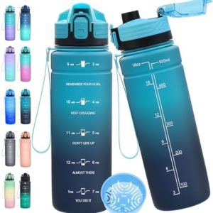 Sportflasche BPA-frei - 1L/500ml/700ml/1500ml Tritan Trinkflasche mit Zeitmarkierung für Fitness, Outdoor, Fahrrad und Y