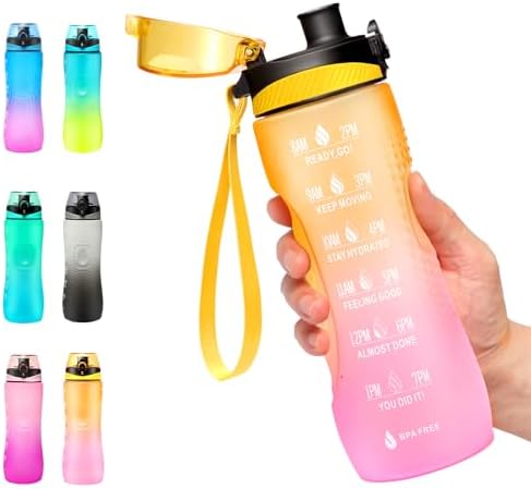 Trinkflasche Motivations-Wasserflasche 750ml mit Zeitmarkierung für Sport & Fitness, BPA-frei, auslaufsicher (Blau Viole