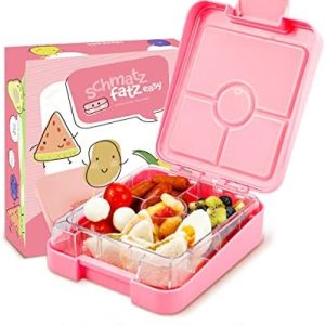 Schmatzfatz Bento Box für Kinder – Rosa Lunchbox mit praktischem Fächersystem für Snacks unterwegs