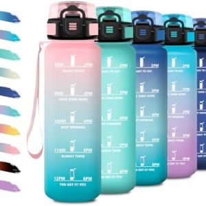 Kinder Trinkflasche 500ml mit Filter – Auslaufsicher & Motivierende Zeitmarkierung für Fitness, Camping, Wandern & Yoga