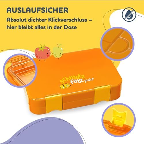schmatzfatz Brotdose Kinder BPA-frei und auslaufsicher – perfekte Lunchbox für die Schule mit Fächern