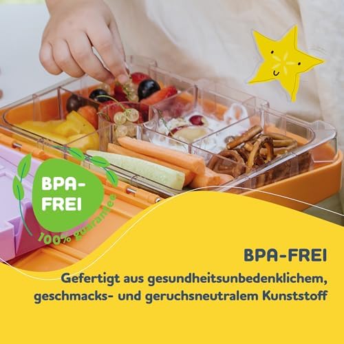 schmatzfatz Brotdose Kinder BPA-frei und auslaufsicher – perfekte Lunchbox für die Schule mit Fächern