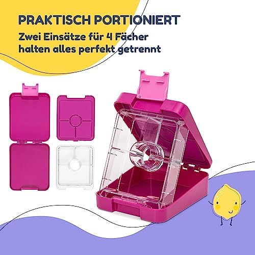 schmatzfatz Brotdose Kinder BPA-frei und auslaufsicher – perfekte Lunchbox für die Schule mit Fächern