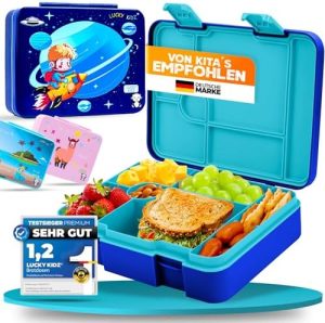 Brotdose Kinder - Auslaufsichere Bento Box mit Fächern für leckere Lunchpausen