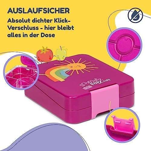 schmatzfatz Brotdose Kinder BPA-frei und auslaufsicher – perfekte Lunchbox für die Schule mit Fächern