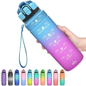 Sport Trinkflasche 2L, Auslaufsichere BPA-freie Tritan Flasche mit Zeitmarkierung für Kinder – Ideal für Schule und Gym