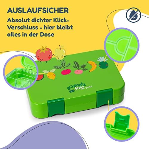schmatzfatz Brotdose Kinder BPA-frei und auslaufsicher – perfekte Lunchbox für die Schule mit Fächern