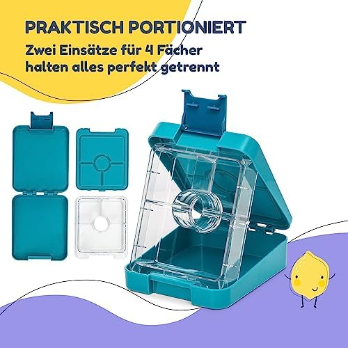 schmatzfatz Brotdose Kinder BPA-frei und auslaufsicher – perfekte Lunchbox für die Schule mit Fächern