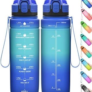 Sport Trinkflasche 2l, BPA-frei mit Zeitmarkierung - Auslaufsichere Wasserflasche für Kinder, ideal für Schule und Gym