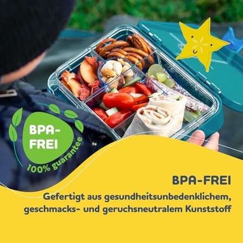 schmatzfatz Brotdose Kinder BPA-frei und auslaufsicher – perfekte Lunchbox für die Schule mit Fächern