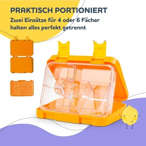 schmatzfatz Brotdose Kinder BPA-frei und auslaufsicher – perfekte Lunchbox für die Schule mit Fächern