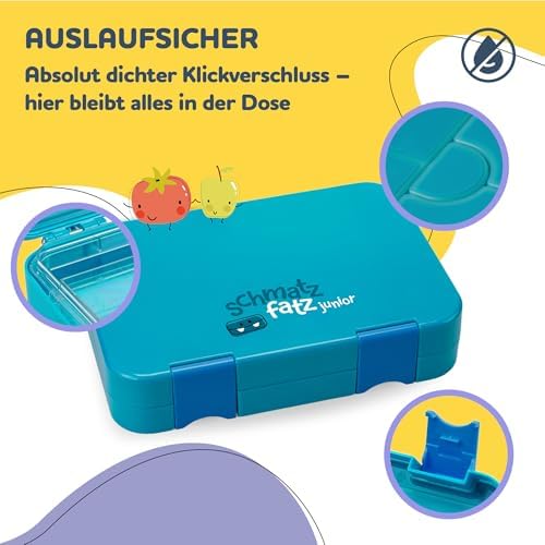 schmatzfatz Brotdose Kinder BPA-frei und auslaufsicher – perfekte Lunchbox für die Schule mit Fächern