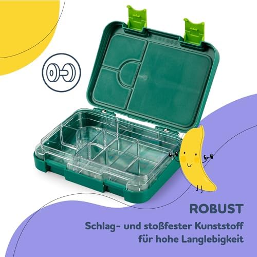 schmatzfatz Brotdose Kinder BPA-frei und auslaufsicher – perfekte Lunchbox für die Schule mit Fächern