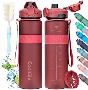 CodiCile Sport Trinkflasche 1L BPA-frei & auslaufsicher – Ideal für Fitness, Schule & Reisen (Rot)