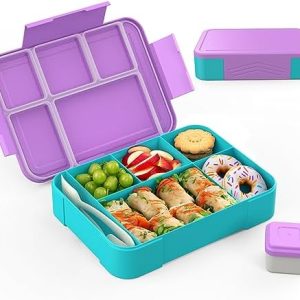 Macaron Lila Brotdose Kinder 1300 ml – Auslaufsichere Lunchbox mit 5 Fächern für Schule & Kindergarten